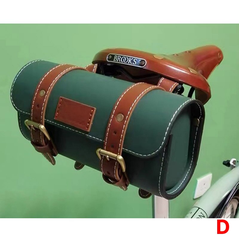 Sort brun vintage læder cykel bagsæde taske vandtæt opbevaring cykel sadeltaske cykel hale bag pose sadeltaske: D