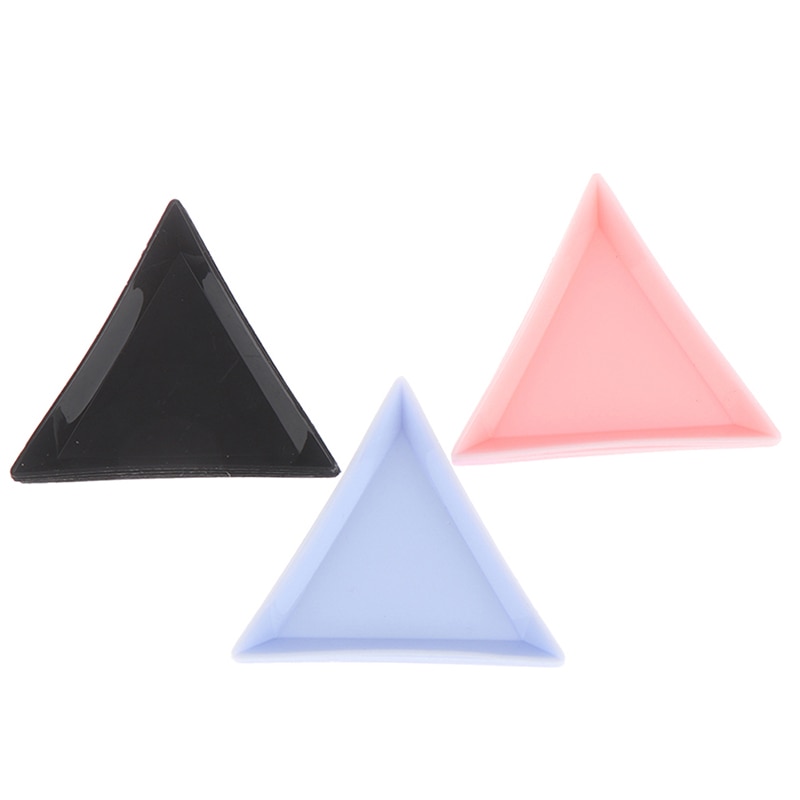 Plateau à ongles triangulaire en plastique pour nail art, strass, perles, cristal, tri, rangement, outils de manucure, accessoires, 5 pièces