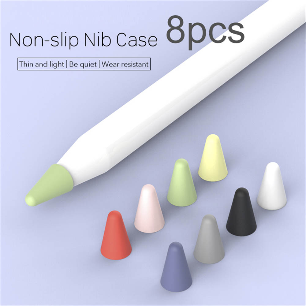 8pcs/set Mute Silicone Replacement Tip Case Nib Cover Skin For Apple Pencil 1 2 Stylus Touchscreen Pen Nib Protector