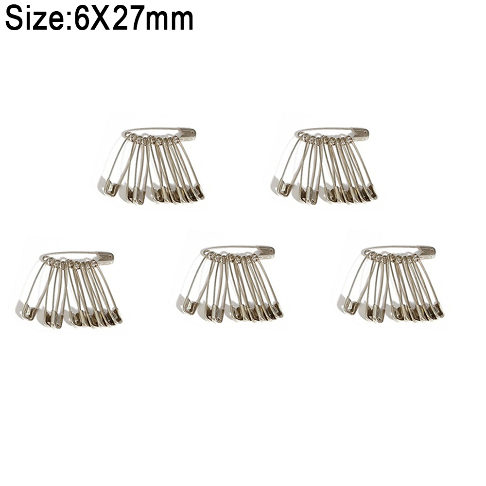 50pcs Safety Pins DIY Sewing Tools Accessory 5 Kinds Size Silver Metal Needles Large Safety Pin Small Brooch YJ379: Ivory