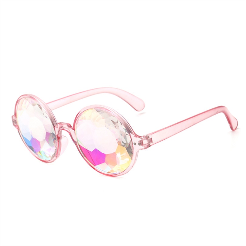 Kaléidoscope rond lunettes Rave Festival hommes femmes concepteur holographique kaléidoscope femme mâle lunettes de soleil rétro