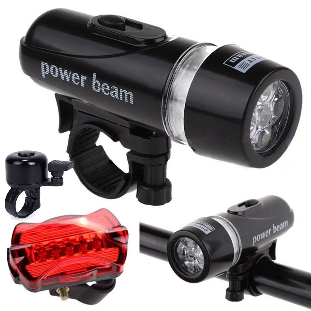 Luz LED frontal para bicicleta, linterna para seguridad trasera, accesorios de luz: A