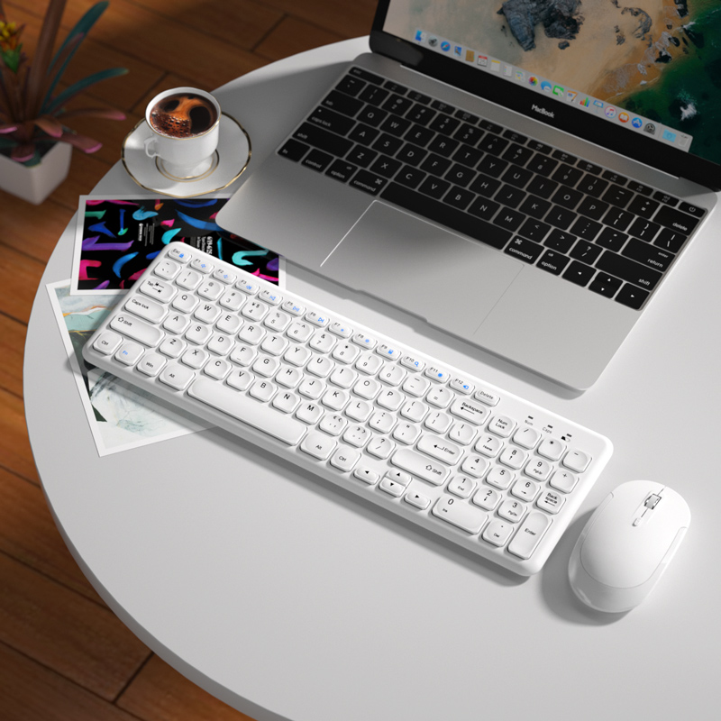 2.4G Draadloze Gaming Toetsenbord Muis Set Voor Macbook Xiaomi Draadloze Magic Toetsenbord Muis Gamer Combo Computer Toetsenbord Pc Gamer: White Set
