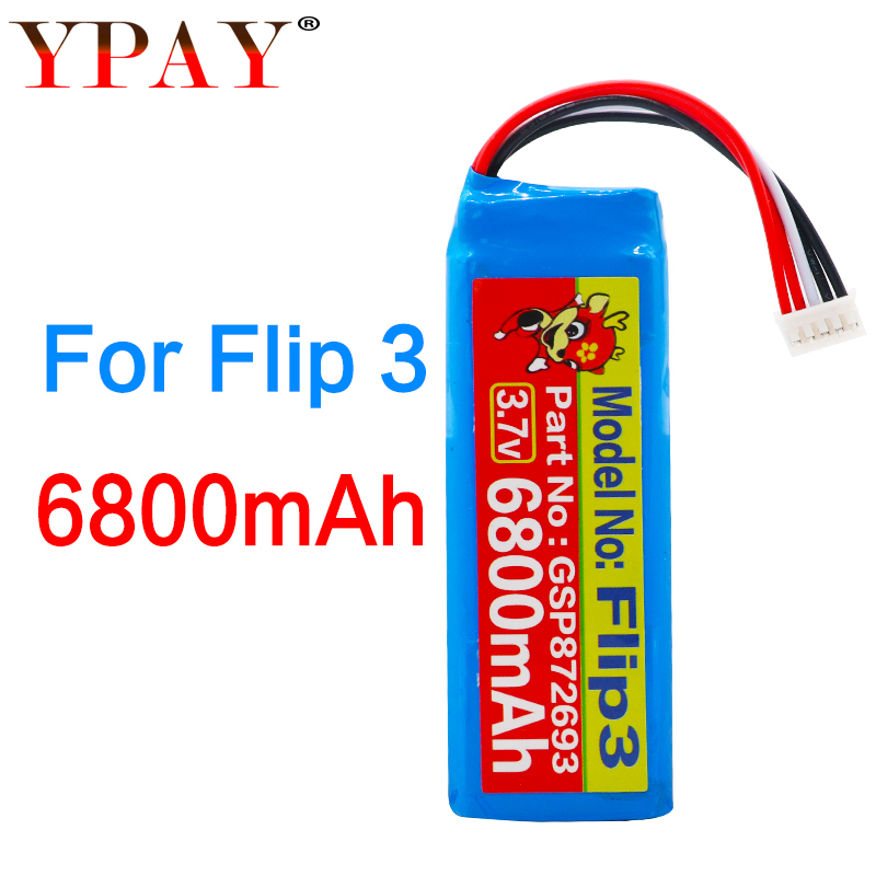 Batterij Voor Jbl Flip 3 & 4 Speler Flip3 Flip4 Li Polymer Oplaadbare Accumulator Pack Vervanging 3.7V 6800 mah GSP872693 & 01: JBL Flip 3