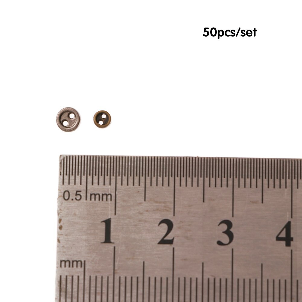Mini Botón de muñeca para costura de bricolaje, botón de costura de bricolaje hecho a mano con 2 agujeros, botón plano para álbum de recortes, accesorios para ropa, 50 Uds.