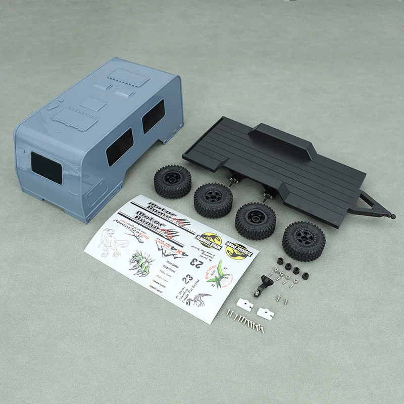 RC Model Motorhome RV Trailer Model for 1/18 RC Car Crawler TRX4M: Yellow
