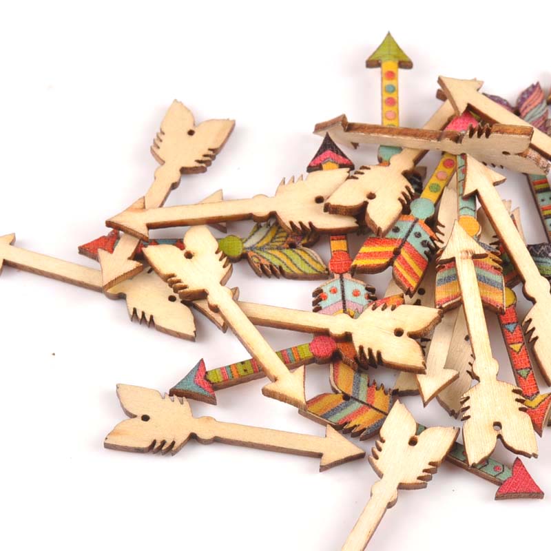 25 pièces flèches mélangées forme bois artisanat Scrapbook bricolage pour bois tranches ornements décoration de la maison accessoires Arts 34x12mm m1815