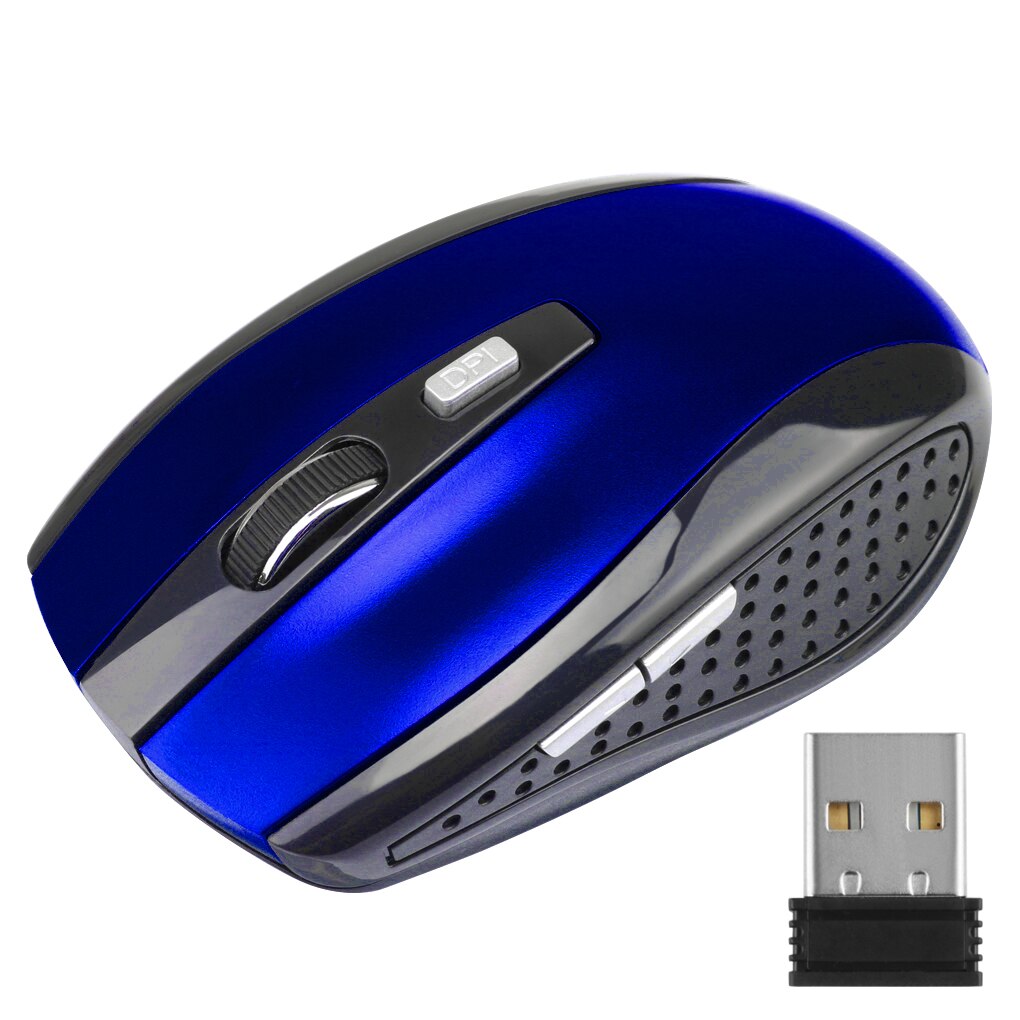 1600 DPI souris 2.4GHz souris sans fil 6 boutons souris de jeu Gamer souris sans fil avec récepteur USB pour ordinateur portable: blue