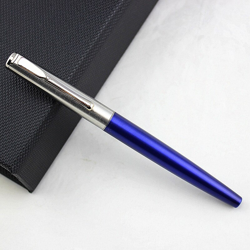 Luxury blue Business Metal Fountain Pen Nib Medium black Clip School Supplies: Y