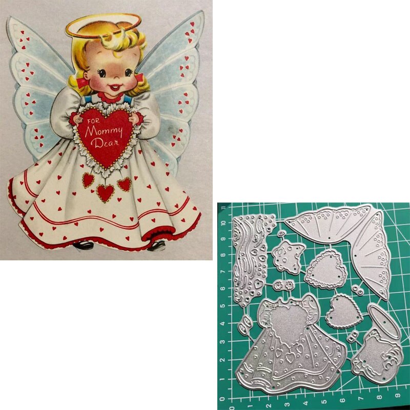 Baby Angel Navidad Vintage Girl troqueles de corte para álbum de recortes tarjeta hecha a mano manualidades de papel