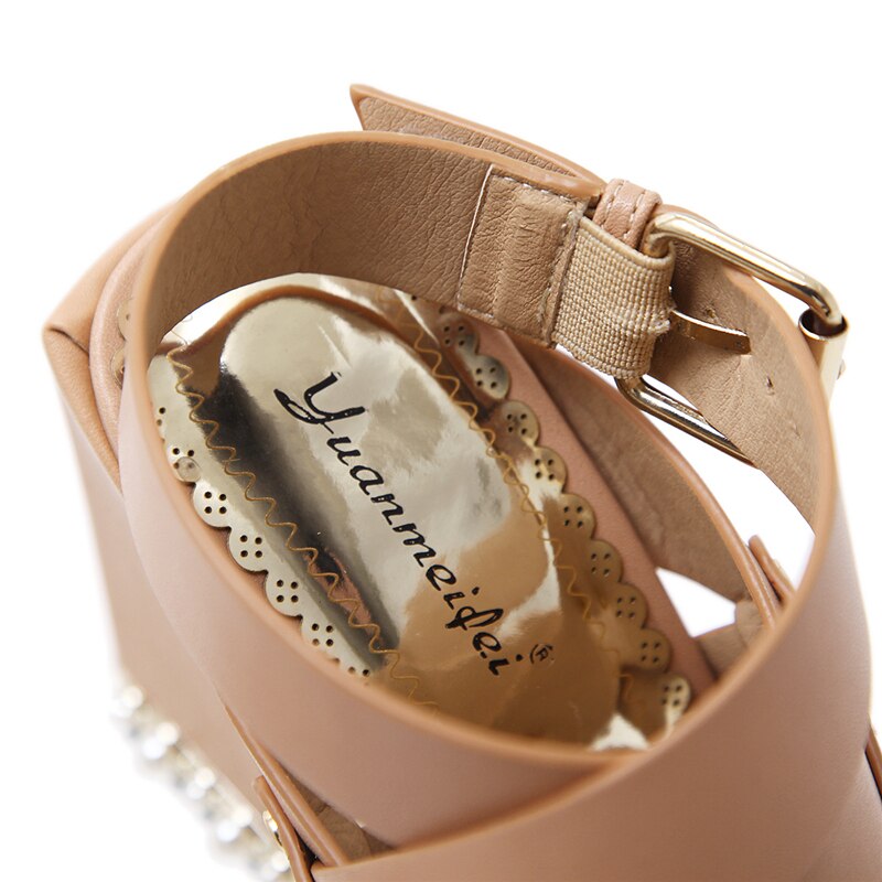 2019 sommer nye mode kvinder gladiatorer firkantede høje hæle sandaler snørebånd åbne tå sandaler dame slingback perle læder sko