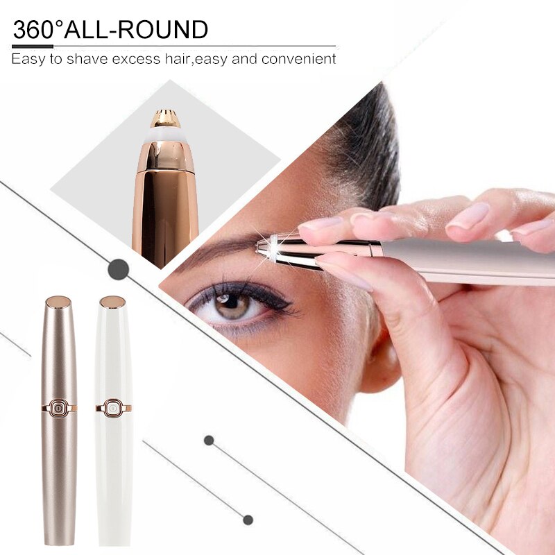 Stylo épilateur électrique indolore pour les yeux, soin de maquillage, rouge à lèvres, sourcils, rasoir avec rasoir de sourcils, nouveauté lumière LED