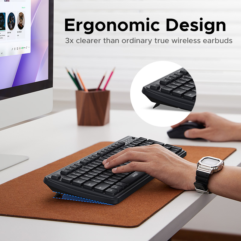 UGREEN Wireless Keyboard 2.4G 104 Keys Ultra-Slim US RU Layout Wireless Keyboard Black for PC Laptop Desktop