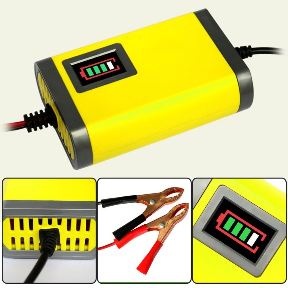Super Mini Portable 12V 2A Car Battery Charger Adapter Power Supply Motorcycle Auto Smart Battery Charger LED Display