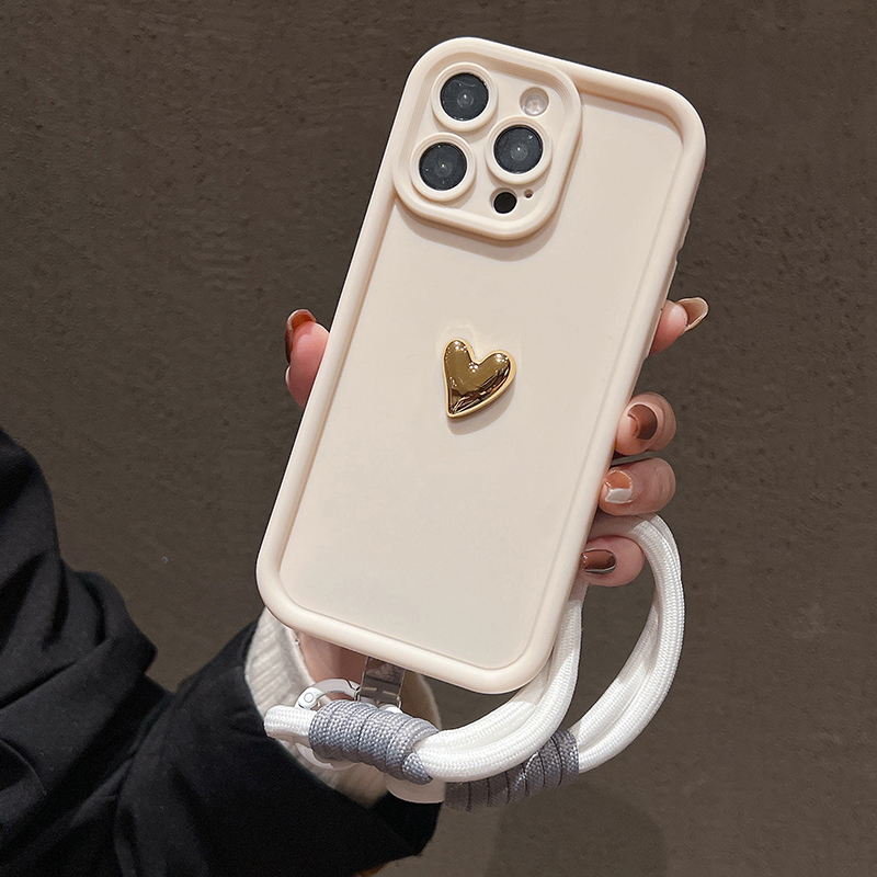 Con cordón corazón funda de teléfono suave para Huawei nova Y91 funda Huawei nova Y91 funda de teléfono STG-LX1 STG-LX2 contraportada: Oro