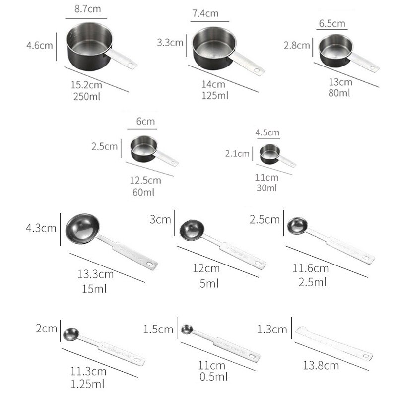 12PCS Measuring Spoons Measuring Cup Kitchen Coffee Sugar Scoop Cake Baking Flour Measuring Cups Kitchen Baking Tools Set