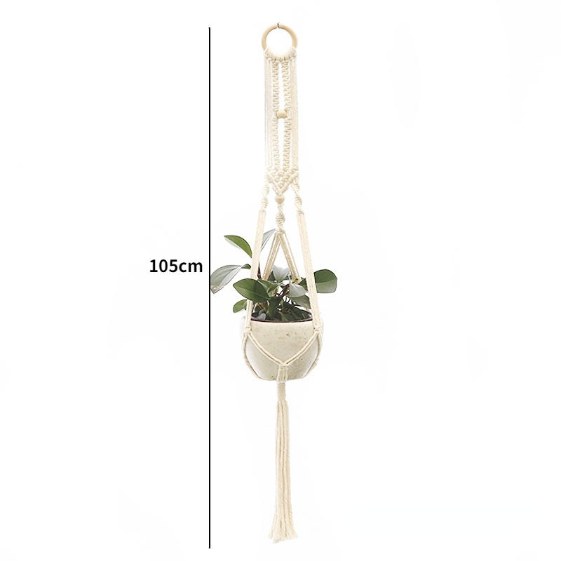 Tuinplant Hangmanden Bloempot Handgemaakte Macrame Geknoopt Touw Bloempot Boheemse Stijl voor Thuis Balkon Decoratie: Clear