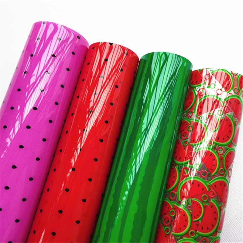A4 20*33CM estampado clásico sandía de dibujos animados transparente UV estampado en transparente pvc tela para accesorios DIY BHY1273