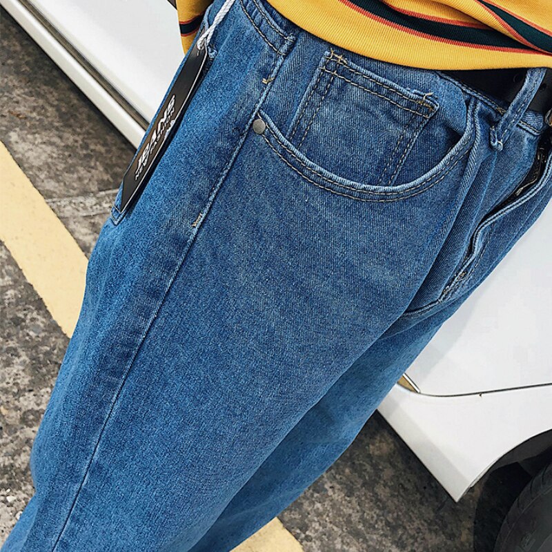 Jeans menn rette bukser løs fritid trendy harajuku herre ankellang enkel matchende pluss størrelse 3xl bunt solid retro