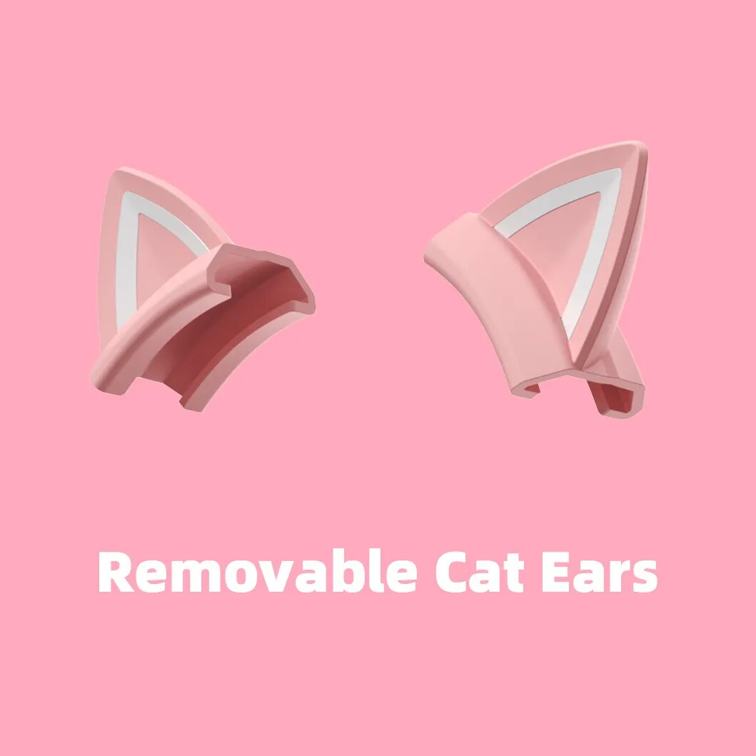 ONIKUMA Gaming Headphones Esports Package with Dynamic RGB Light Detachable Cat Ears Mouse Holder Wired Headset with Mic Gamer: WHITE