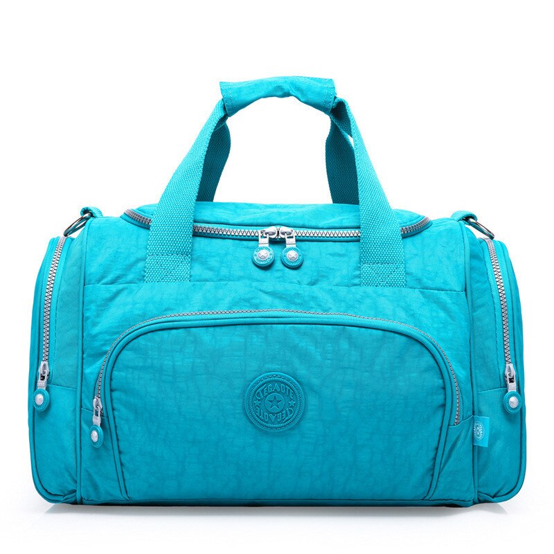 Bolsos de viaje de para hombre, bolsos de lona de viaje para mujer de gran capacidad, bolso de viaje de nailon para hombre, bolsa de viaje plegable: lake blue