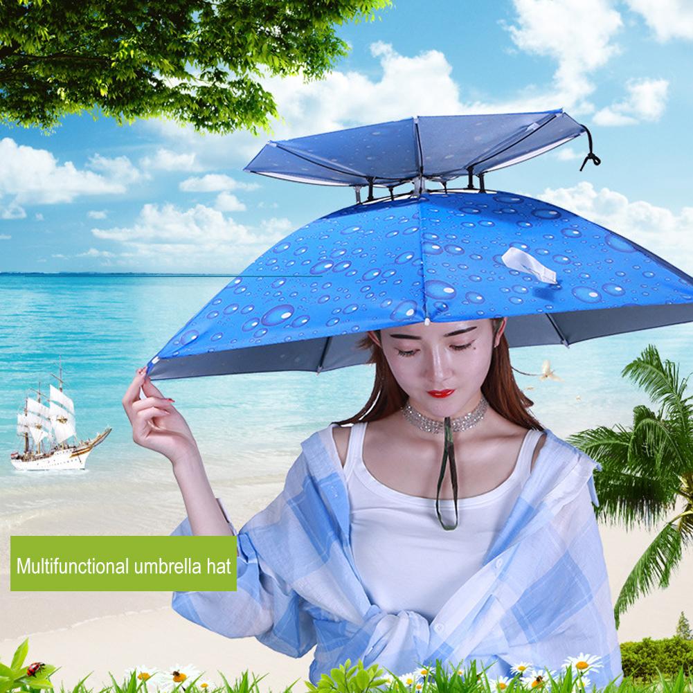 Chapeau de parapluie de pluie portable, anti-soleil, imperméable, casquette de tête de camping, pare-soleil extérieur, vêtements de sauna, chapeaux, 115cm