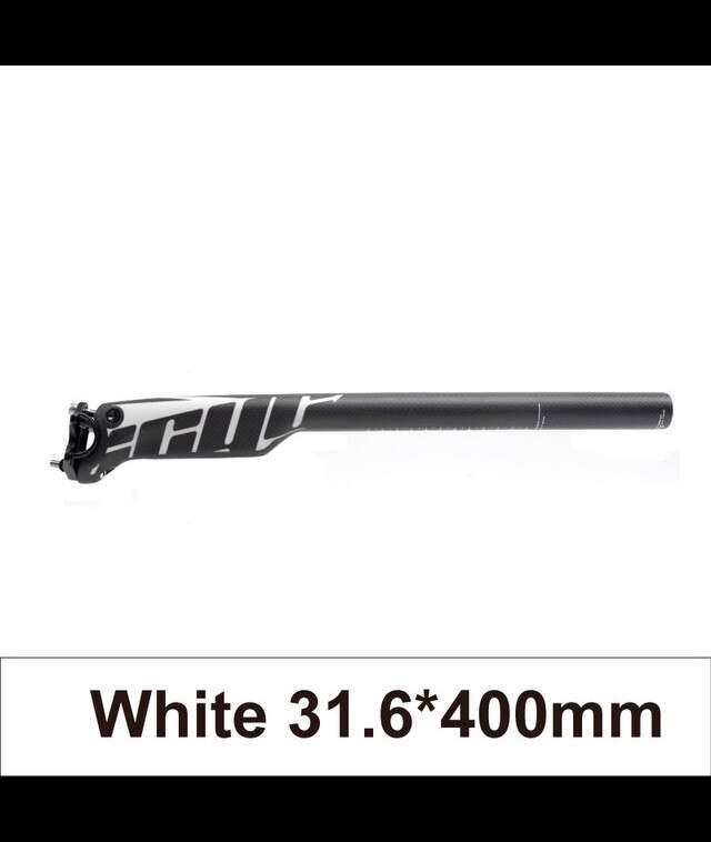 Bike Full Carbon Fiber Seat Post MTB Mountain Bike Road Bicycle Ultralight Seat Tube 27.2/30.9/31.6mm*350mm/400mm Bike Seatpost: 31.6x400mm White