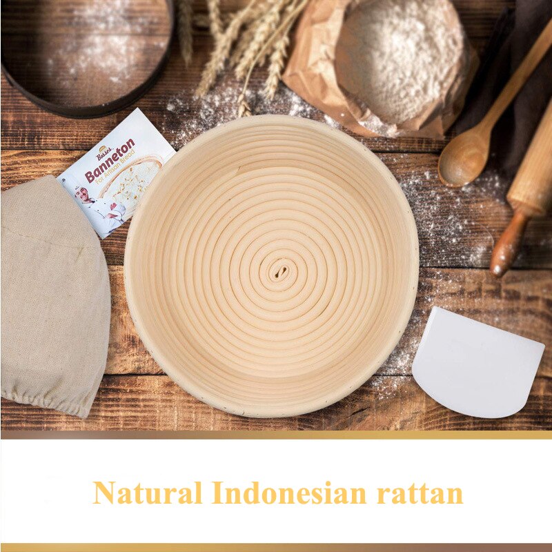 Meibum Brot GäSprosse Rattan Korb Runde Brotform Banneton Teig Proofing Körbe Leinen Liner Schaber Messer Backen Werkzeuge