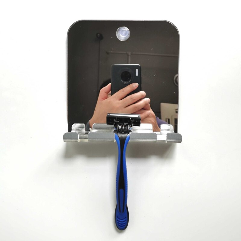 Anti-tåge brusebad spejl bærbart tåget akryl badeværelse barbering spejl aftagelig tandbørste spejl med sugekopper