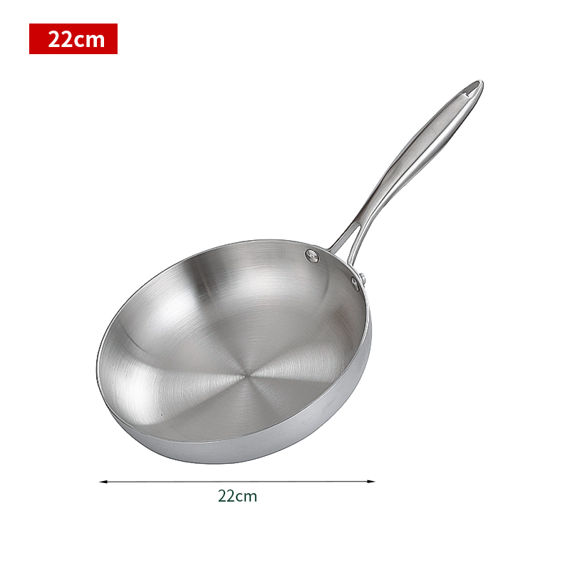 304 stekpannor i rostfritt stål, nonstick-panna stekt biffgryta obelagd köksredskap för gasspis och induktionshäll: Vit