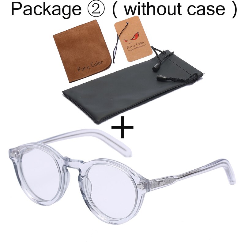 Monture de lunettes optique rétro ronde, petite monture en acétate, monture à lentilles transparentes pour femmes et hommes, prescription: transparent-B