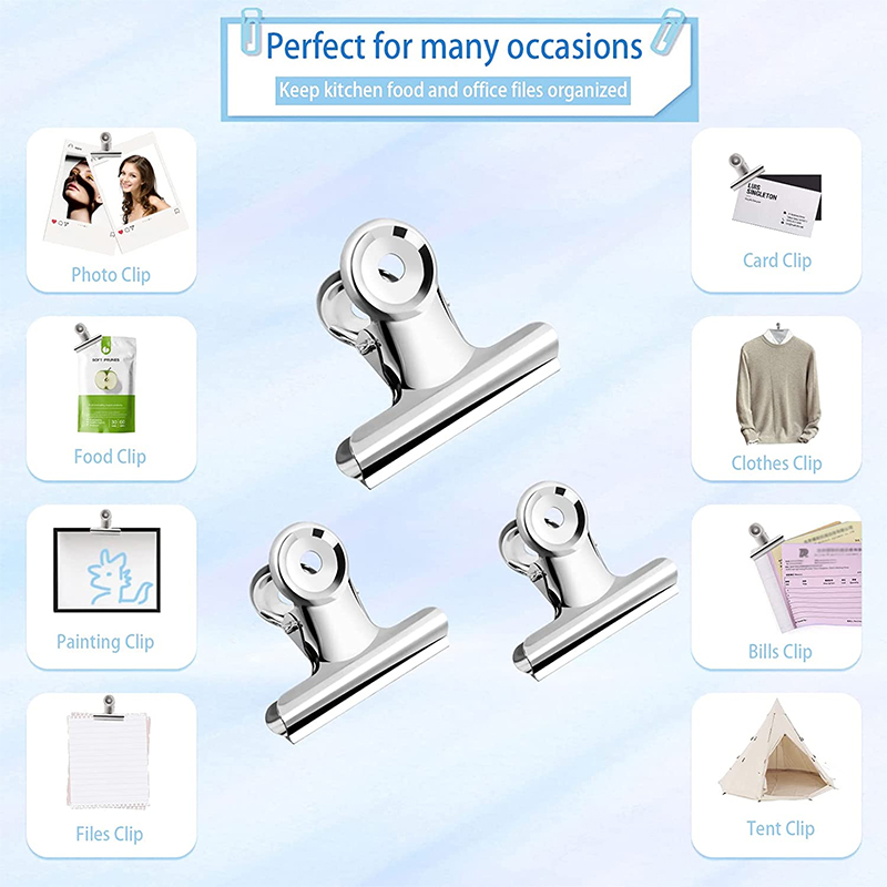 10Pcs Mini Bulldog Clips 22mm Metal Hinge Clips Stainless Steel Paper Binder Clamps For Tags Bags Shops Office Home Kitchen