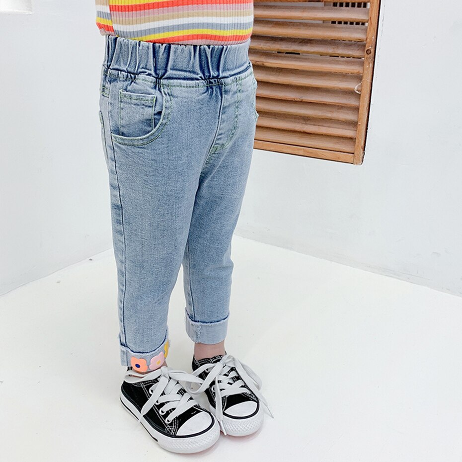 Baby Meisje Jeans Bloemen Meisje Jeans Casual Stijl Jeans Zuigeling Lente Herfst Peuter Meisje Kleding