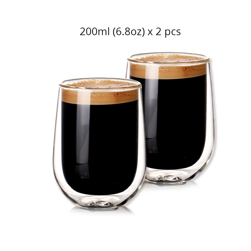 Set Van 2 Stuks 6.8Oz Dubbele Wand Geïsoleerd Hittebestendige Koffie Cups Voor Thee Espresso Latte Mok Dranken 200ml
