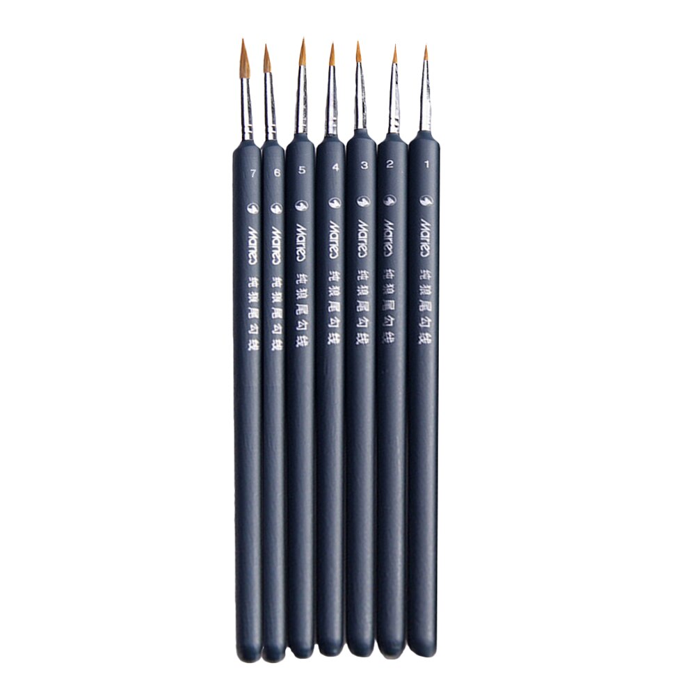 9Pcs Professionele Haak Lijn Fijne Wolf Fijne Tip Detail Art Kwast Set Fijne Detaillering Schilderij Tekening Olie Art verf Levert: 7pcs