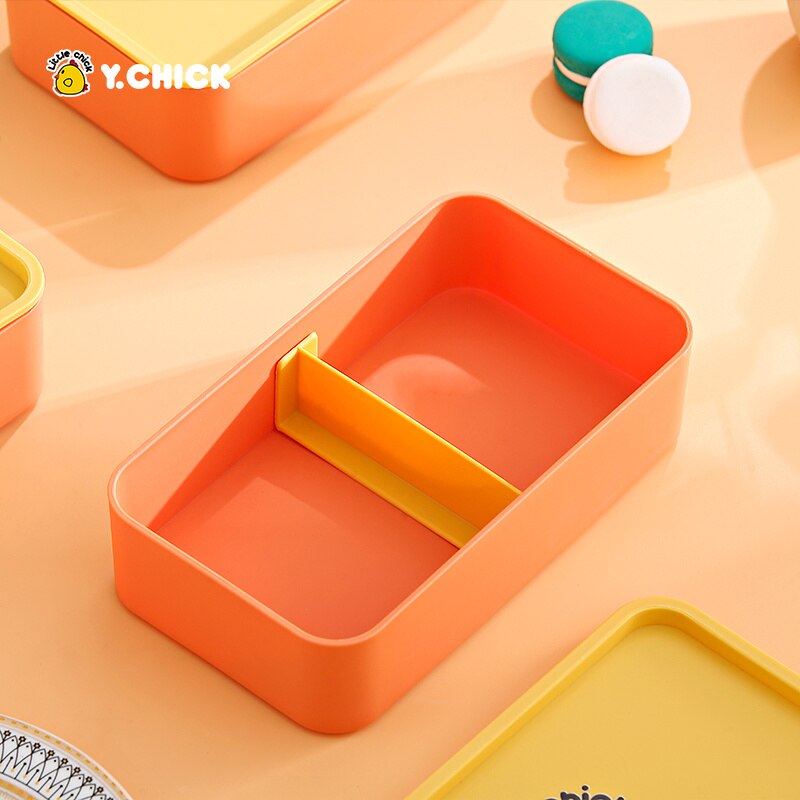Y.Chick Kids Lunch Box For School Microwave Plastic Bento Lunch Box With Movable Compartments Salad Fruit Food Container Box