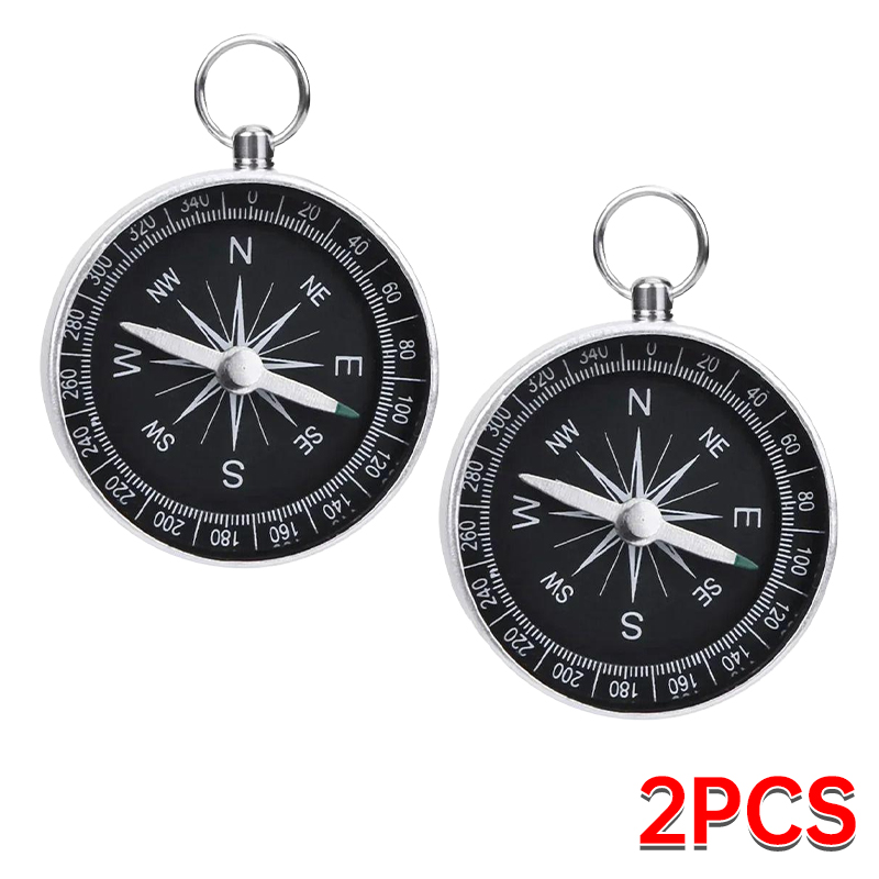 Round Compass Portable Aluminum Lightweight Emergency Compass Mini Children's Compass Wilderness Adventure Travel: Dark Grey