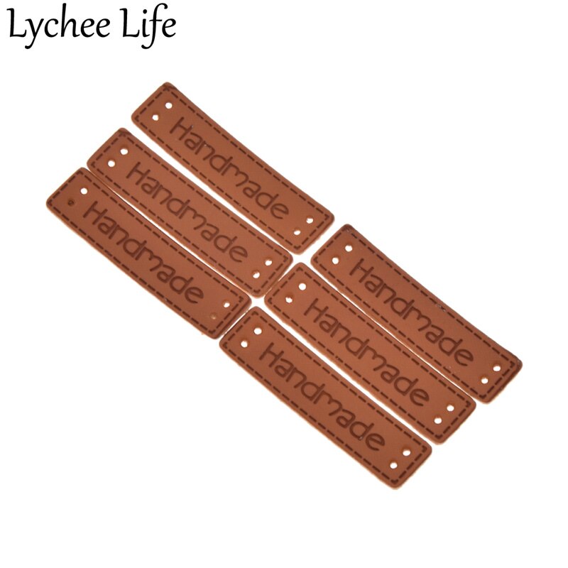 Lychee life 50 stk pu læder håndlavet etiket syning tøj prægning tags diy fabrik hjem samling: Perforeret