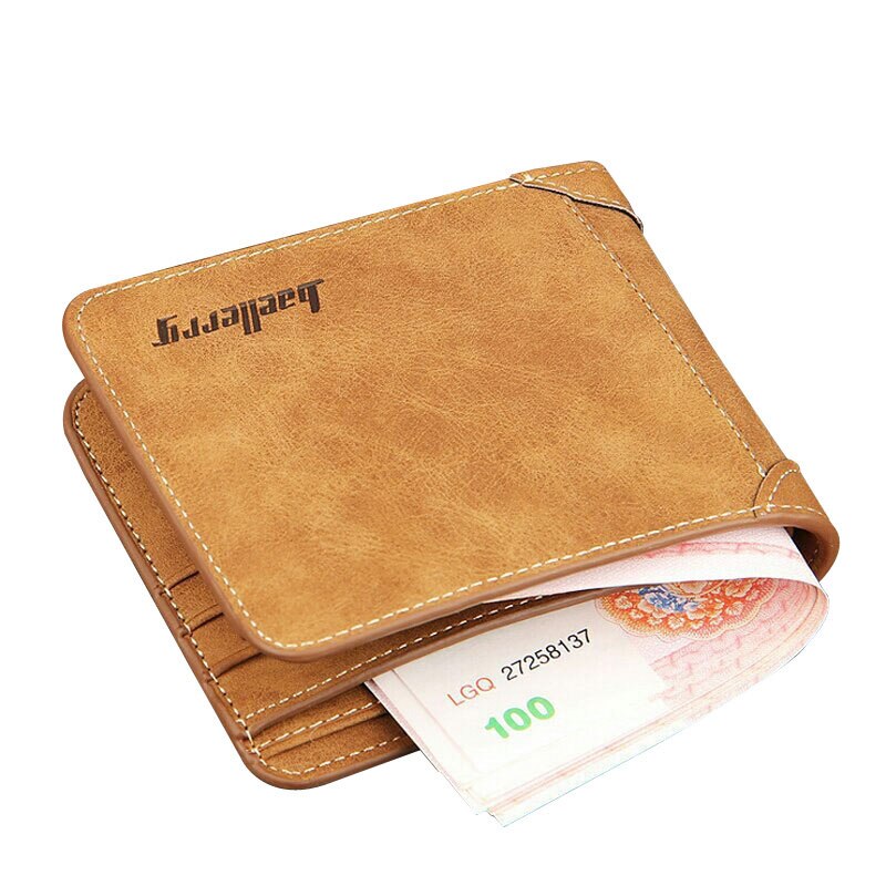 baellerry brand Vintage Nubuck Leather Men's Wallets Slim Purse For Man ID Credit Card Holder