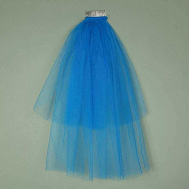 Velos De primera comunión para niñas, velo De tul con peine, corto, De flores, 7 colores, blanco, negro, rojo y rosa: Blue