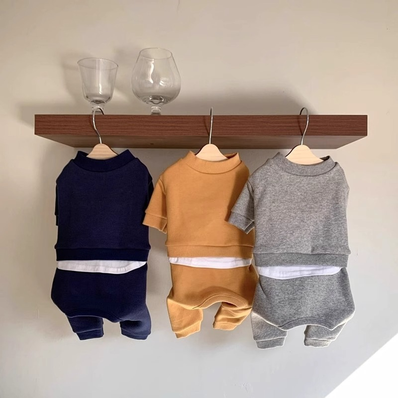 Solidne, grube, polarowe zimowe ubrania dla małych i średnich psów, unisex, pluszowy miś, yorkshire, kombinezon dla zwierząt, cztery nogi, ciepłe bluzy z kotami