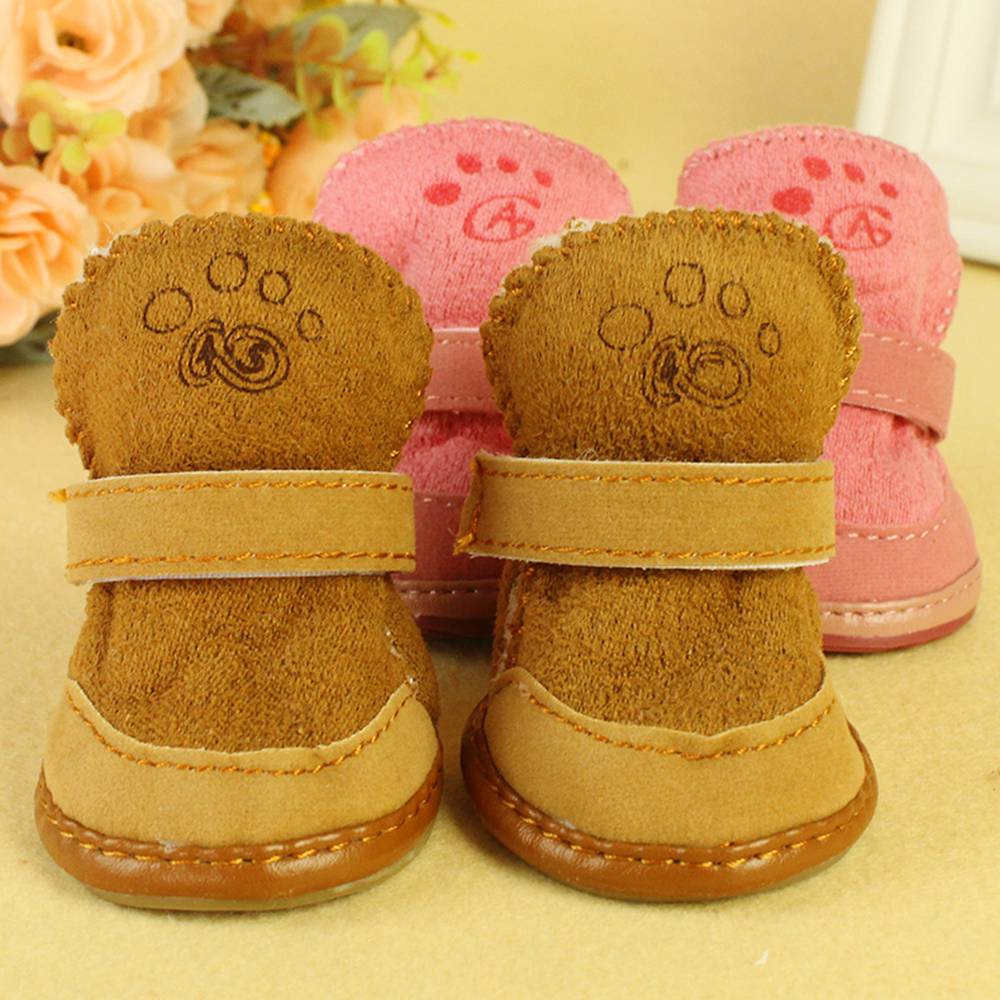 S-XXL Winter Warm Schoenen voor Honden 4 stks/set Leuke Hond Laarzen Sneeuw Wandelschoenen Katoen Blend Puppy Sneakers Dierbenodigdheden