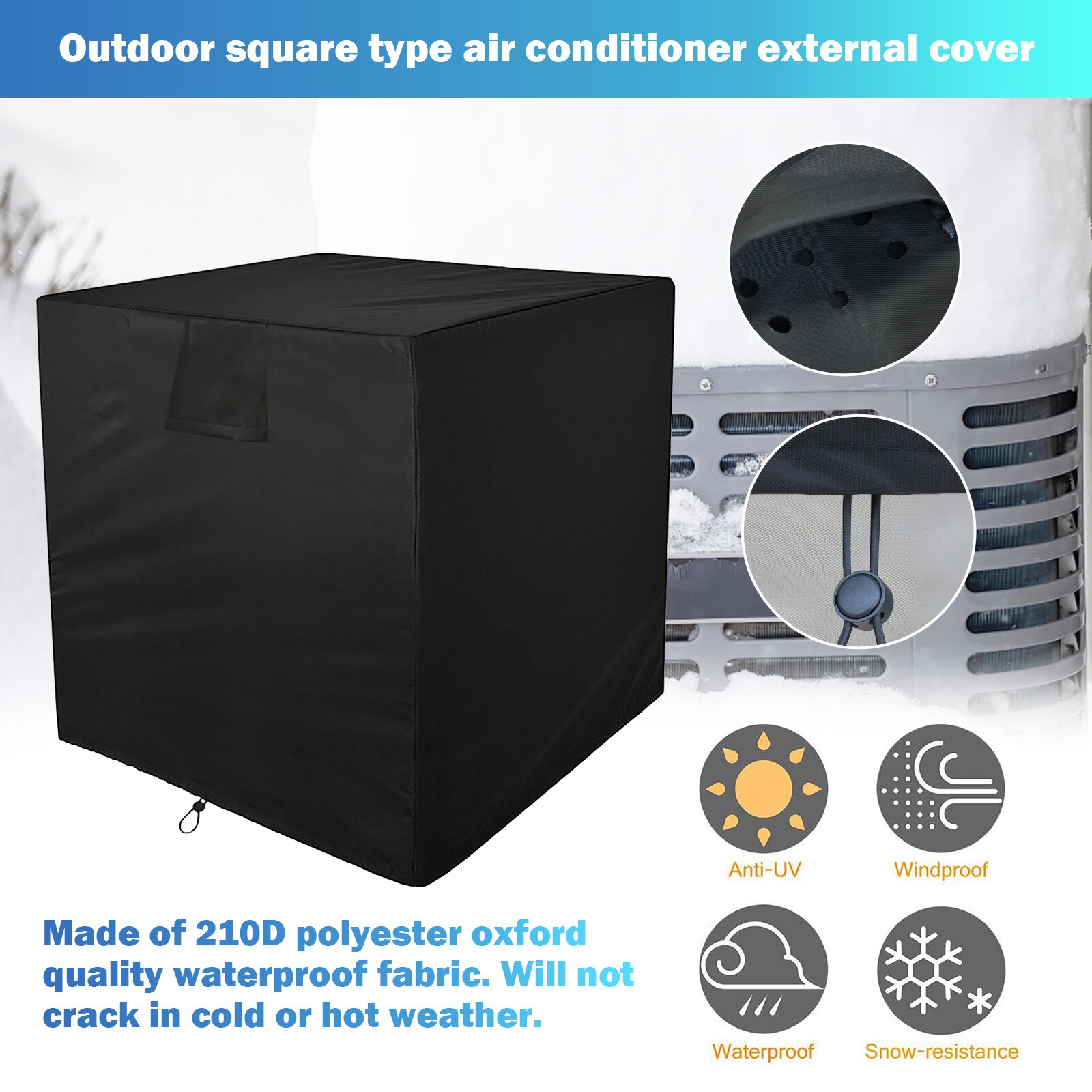 Air Conditioner Cover AC Unit Defender Waterproof Winter Air Conditioner Cover Anti-Dust Anti-Snow Cleaning Protection