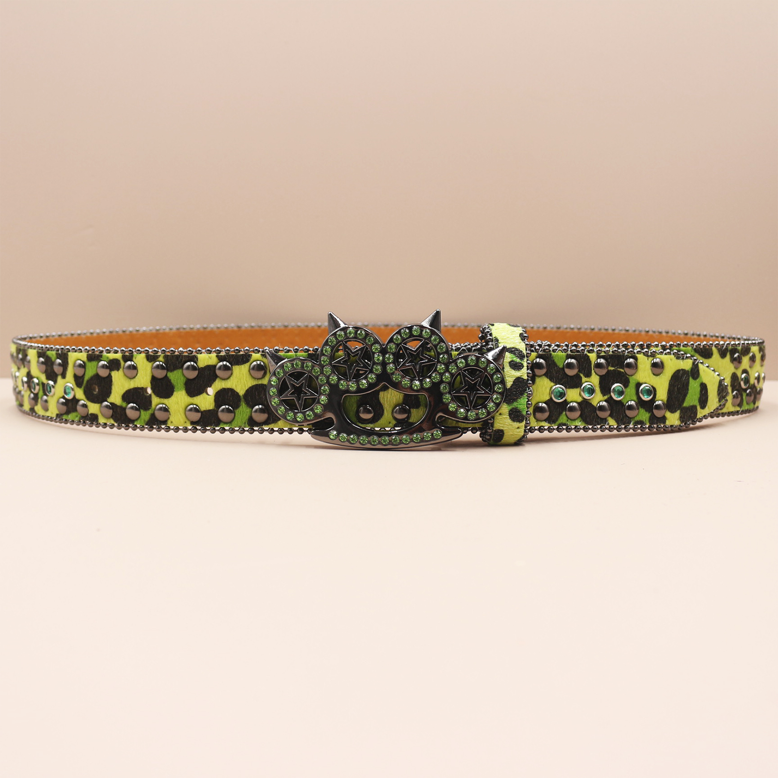 Women's Jeans Leopard Rhinestone Large Size Belt Men's Belt Western Denim Shiny Rivet Leather HipHop Rock Y2K Style Belt