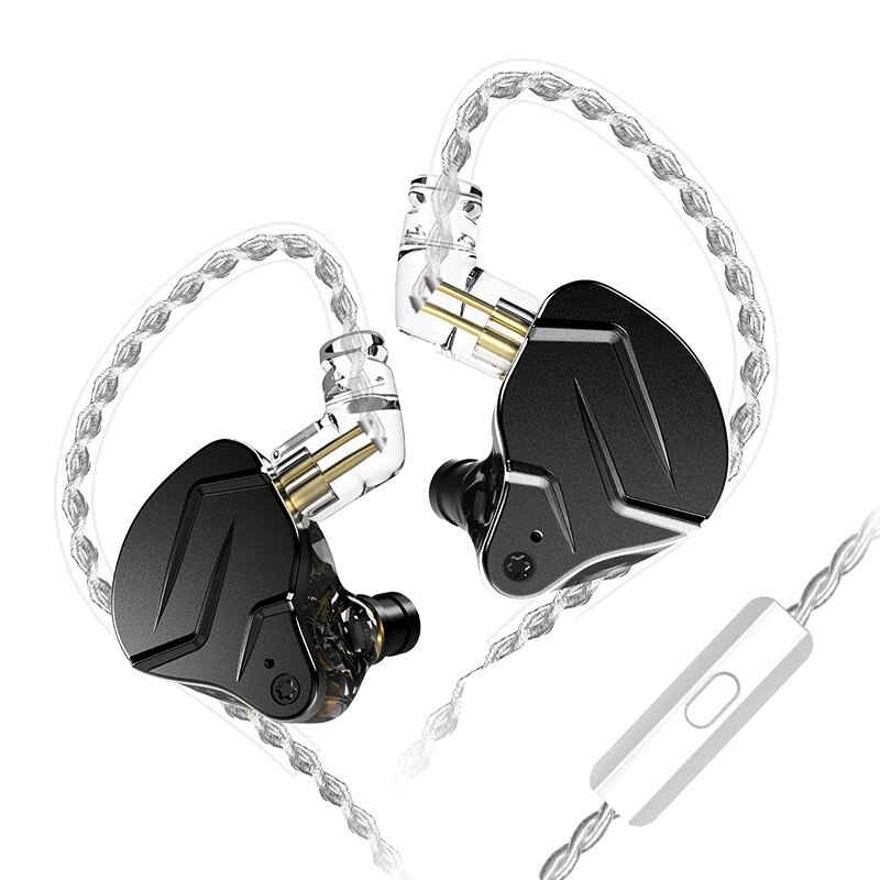 KZ ZSN Pro X 1BA + 1DD Unidad de controlador híbrido auricular de alta fidelidad auricular de Metal en el oído bajo auriculares deportivos ZST ZSN AS10 ZS10 ZSX C10 C12 DB3: Black with mic