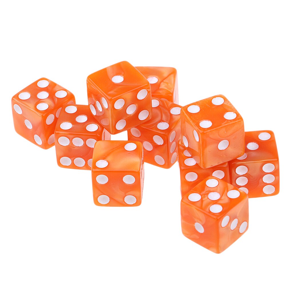 10Stck 16mm/0.63 ''D6 Würfel Sechs Seitige Platz Stirbt Spielzeug für Kneipe Lustige Spiel Accs: Orange