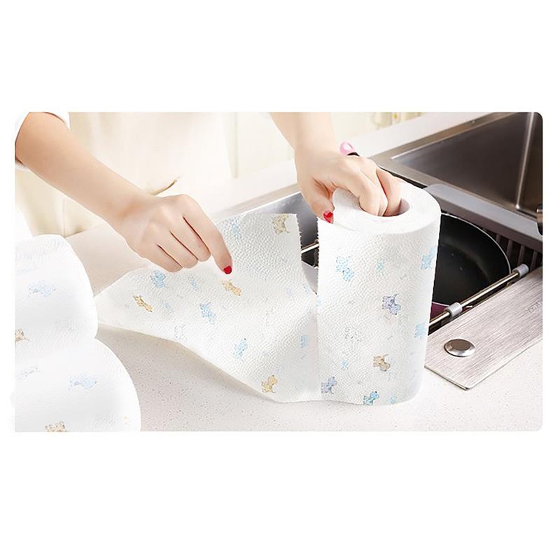 1 Roll Random Color Kitchen Paper Oil &amp; Water Absorbing Disposable Roll Paper Towel Family Printing Rolls Cleaning Paper
