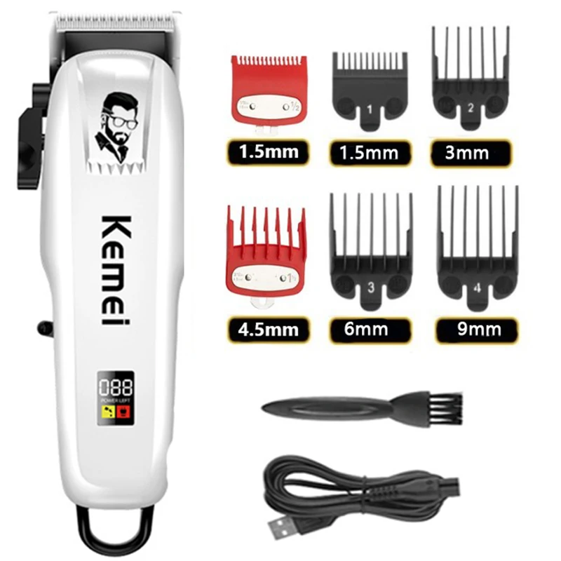Cortadora de pelo Kemei o cuchilla KM-PG809A cortadora de pelo inalámbrica para hombres máquina cortadora corte de pelo recargable: Verde