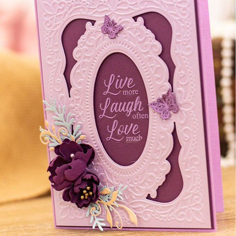Borboleta laço flor folhas ramo oco em camadas quadrado redondo quadro de corte metal dados scrapbook cartões artesanato papel