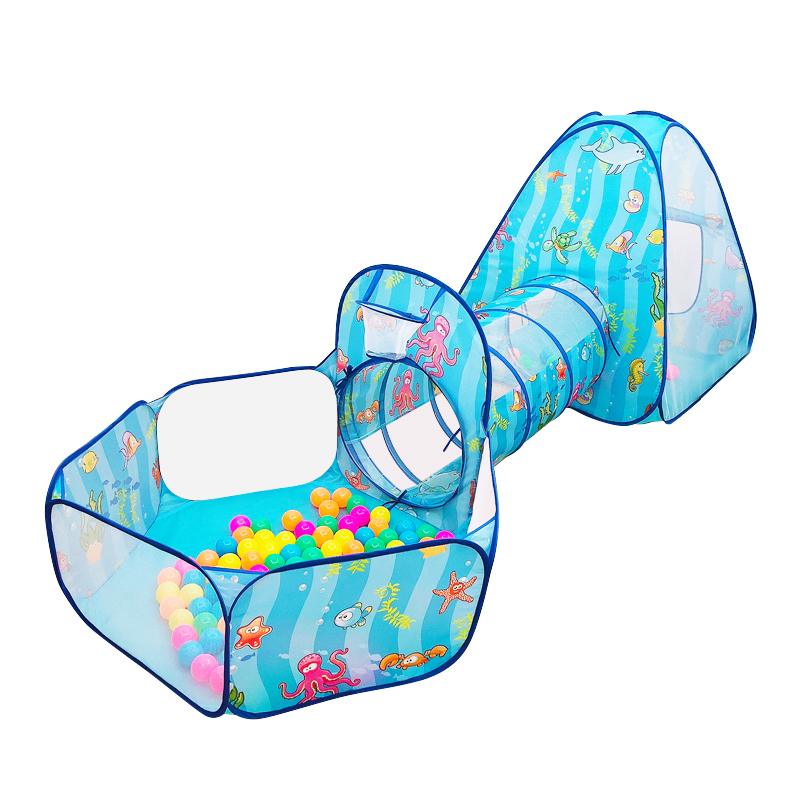 Pink/Blue Castle Tent Kids Boys Girls Children Funny Play Portable Princess Prince House Fairy Home Playhouse 120cm*90cm*70cm: 3 IN 1 TENT